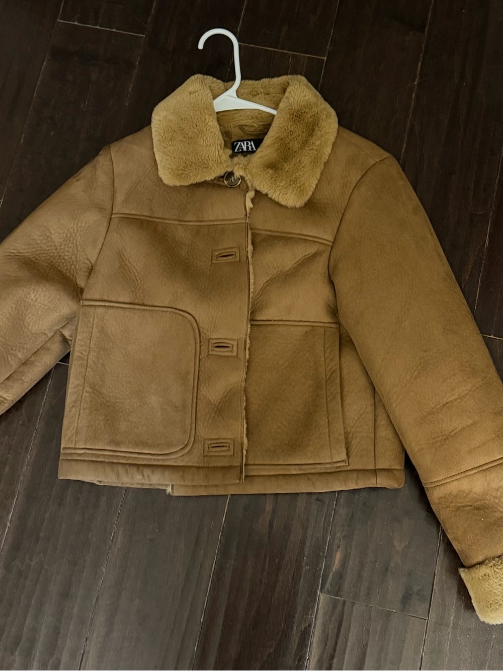 Zara Tan Faux-Shearling Puffer Jacket